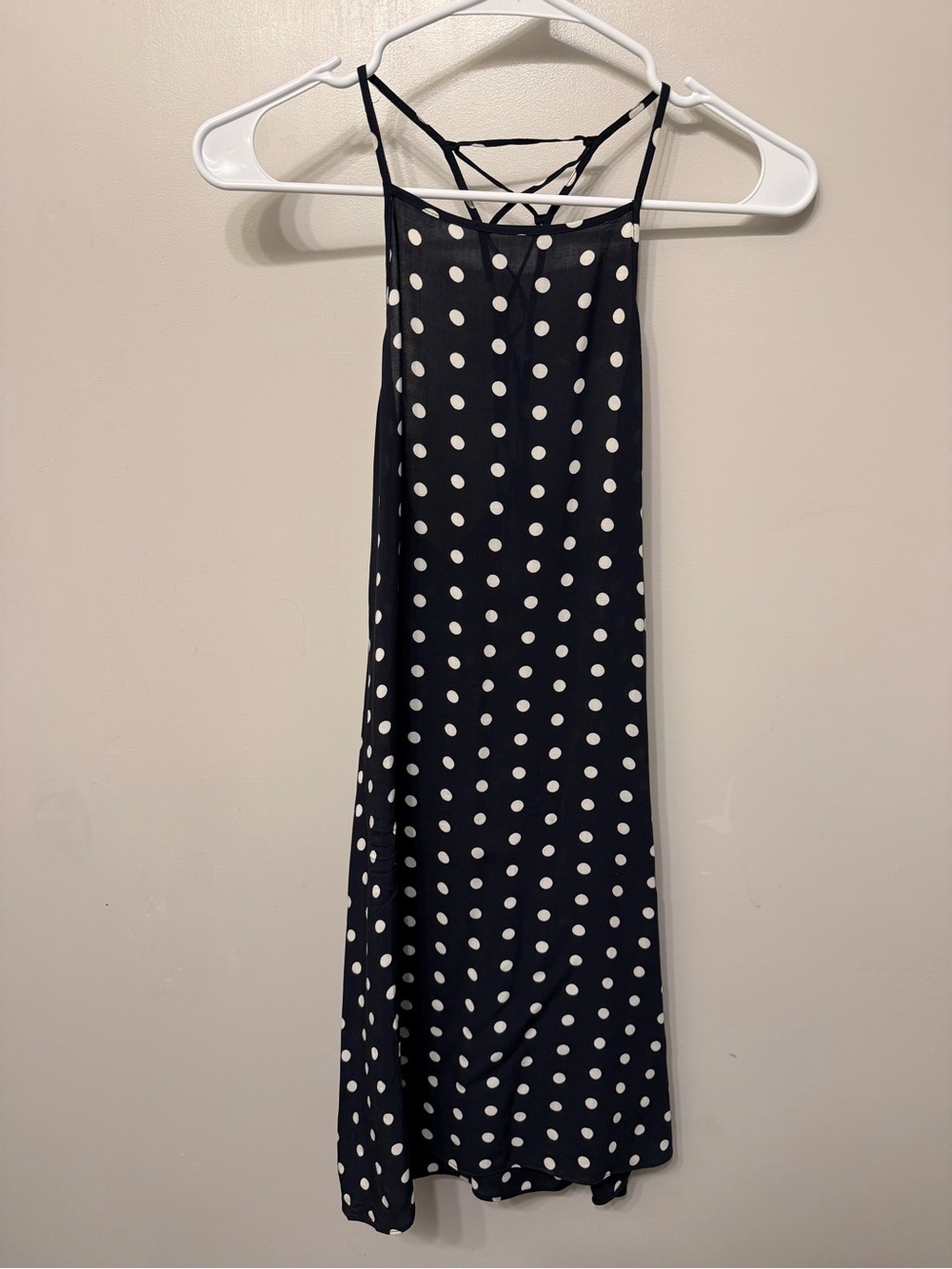 Urban Outfitters Kimchi Blue Polka Dot Strappy Trapeze Slip Dress - Navy & White
